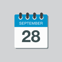 Calendar icon day 28 September, template date days