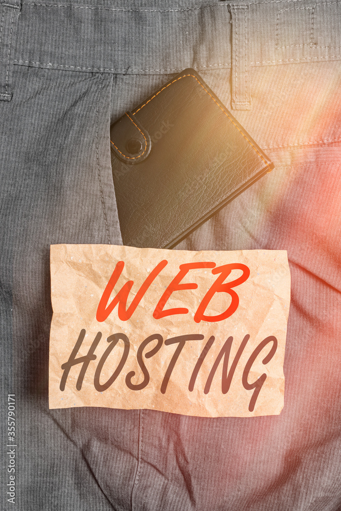 Poster word writing text web hosting. business photo showcasing business allowing access to a server to sto
