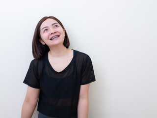 Portrait of beautiful young asian woman happiness standing
