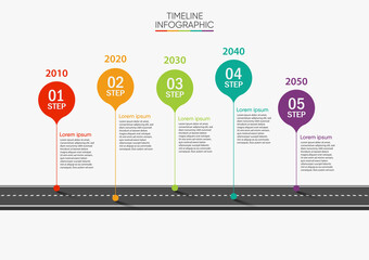 Business road map timeline infographic icons designed for abstract background template milestone element modern diagram process technology digital marketing data presentation chart Vector illustration © Surapong