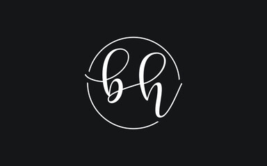 Fototapeta premium bh or hb Cursive Letter Initial Logo Design, Vector Template
