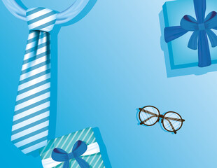 glasses gifts and necktie of fathers day vector design