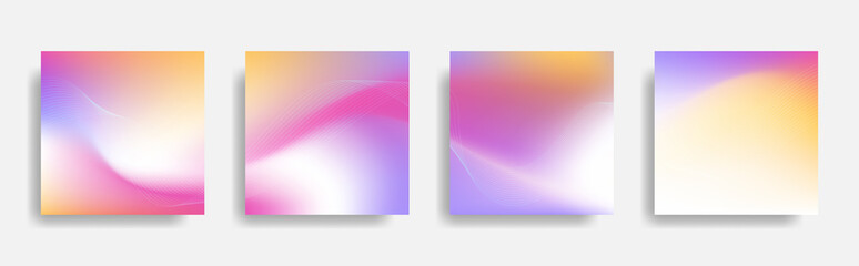 Fototapeta premium Abstract wave lines colorful background set, graphic banner cover and advertising design layout template. Eps10 vector.