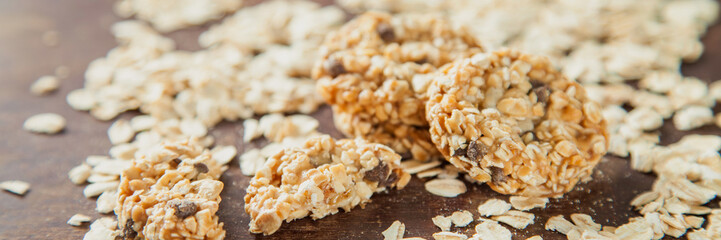 oatmeal cookies on a table, selective focus