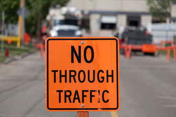 Road Closed Sign on Sreet at a construction road site