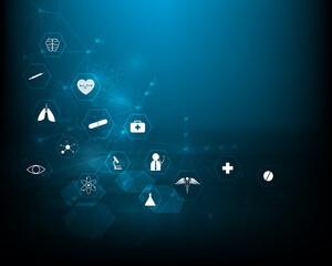 Health care icons and innovative medical research concepts