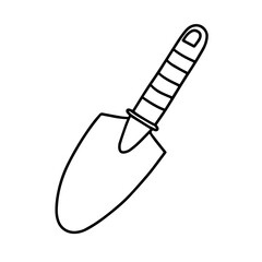 Garden shovel isolated on a white background. Garden scoop. Shovel for earthworks.a tool for digging and transplanting plants. Vector illustration in the Doodle style