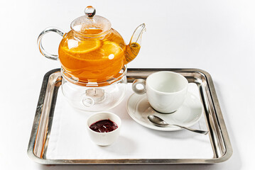 winter herbal tea in the teapot