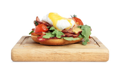 Fresh delicious egg Benedict isolated on white
