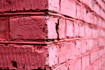 Corner of a pink brick wall