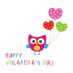 valentine's owl greeting with love balloon