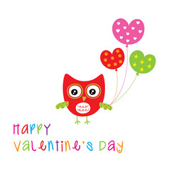 valentine's owl greeting with love balloon