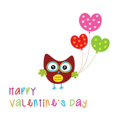 valentine's owl greeting with love balloon