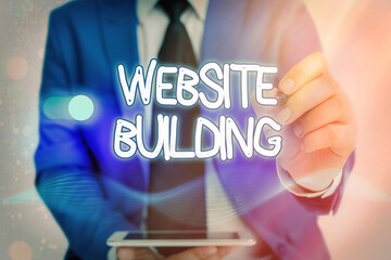 Writing note showing Website Building. Business concept for site is constructed according to the...