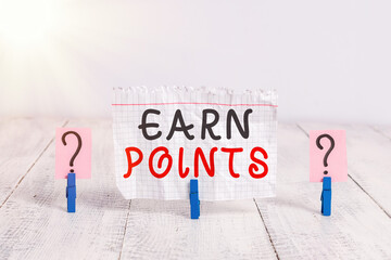 Conceptual hand writing showing Earn Points. Concept meaning a fund rewarded automatically after...