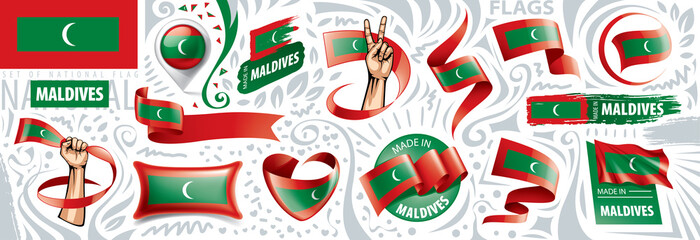 Vector set of the national flag of Maldives national in various creative designs
