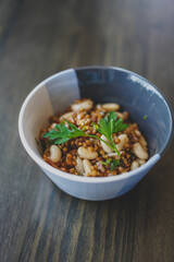 bean and wheat berry salad in a bowl
