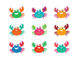 cute happy crab vector collection