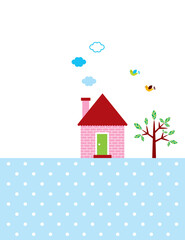 sweet cottage house wallpaper vector