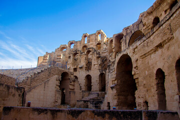 Coliseum of El Jem Tunisia. Ancient amphitheatre