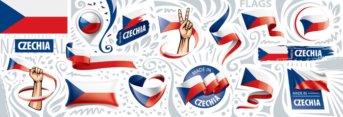 Vector set of the national flag of Czechia in various creative designs