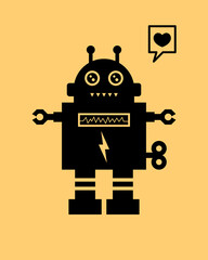 cute robot valentine greeting card vector