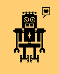 cute robot valentine greeting card vector