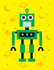 cute robot character vector	