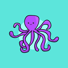 cute cartoon sea animal octopus