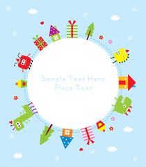 cute monster merry christmas greeting card vector