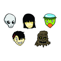 Set of Scary Monster illustration Design in Simple Color