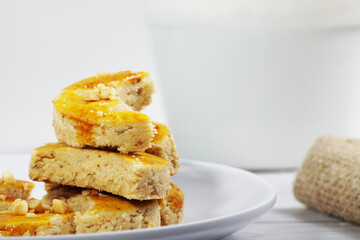 Peanut cookies or kue kacang, a sweet snack that made from peanuts. One of famous snack in Indonesia.