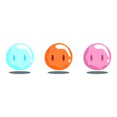 Simple Vector Design of Bubbles in Blue, Orange and Pink