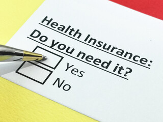 Obraz premium Questionnaire about insurance