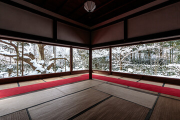 Snowy scene in Kyoto Japan 