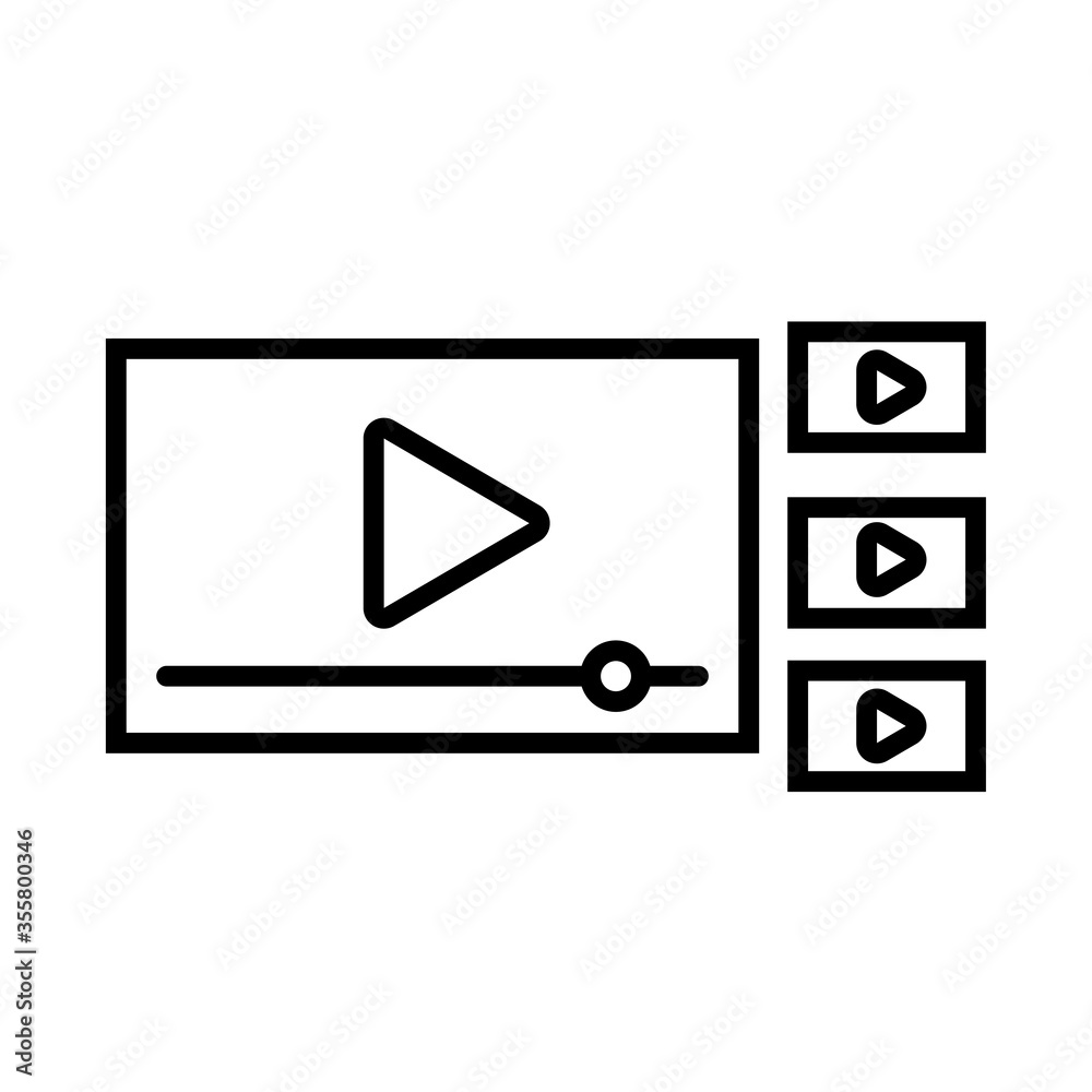 Poster media player template line style icon