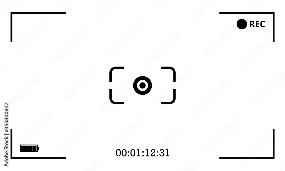 Wall mural camera screen template. camera interface isolated on white background