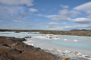 Fototapeta na wymiar Travelling to a blue lagoon in Iceland