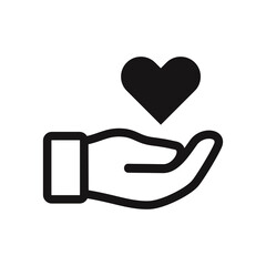 Hands holding heart icon isolated on white background. Simple illustration of hands holding heart icon for web design. heart in hands icon flat vector illustration for logo, web, app, business