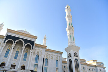 Fototapeta na wymiar mosque, mosque in Astana, mosque in Nursultan, the big mosque in Asia, Istanbul, Ramadan, Kurban Bayram, the dome of the mosque,