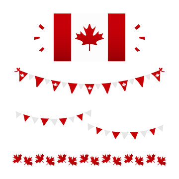 Set, Collection Of Design Elements For Canada Day And Other Canadian National Holidays.