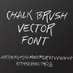 Obraz premium Handwritten vector chalked alphabet. Imitation texture of chalk. Modern hand drawn alphabet. Isolated letters.