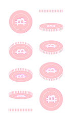 Bitcoin, internet currency rotating coins set, ani