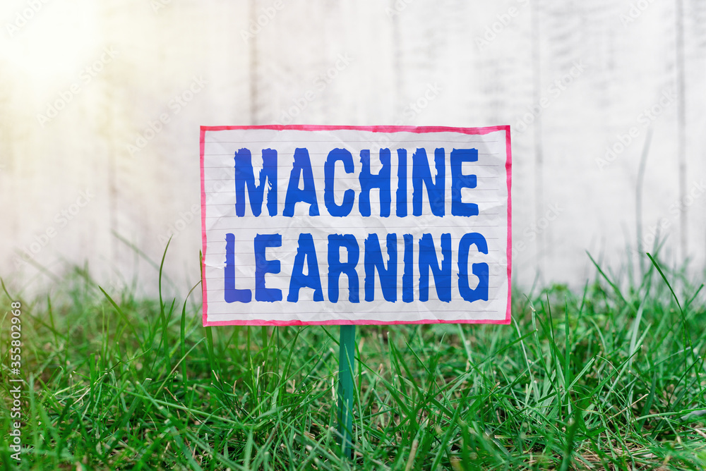 Poster text sign showing machine learning. business photo text the concept that a computer can learn new da
