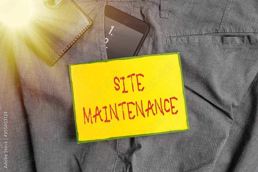 Poster conceptual hand writing showing site maintenance. concept meaning monitoring and regularly checking 