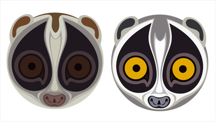 stylized cute muzzle of a lemur for use as icons, logo and design element.