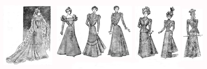 set of women in old dress - 355804300