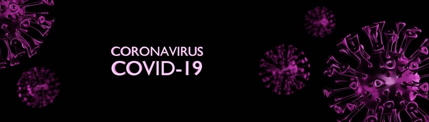 Pink metal coronavirus banner 3D render with 