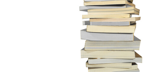 Book stack isolated on white background, Clipping path