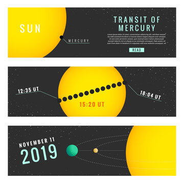 Transit Of Mercury 11 November 2019. Vector Illustration Part 2